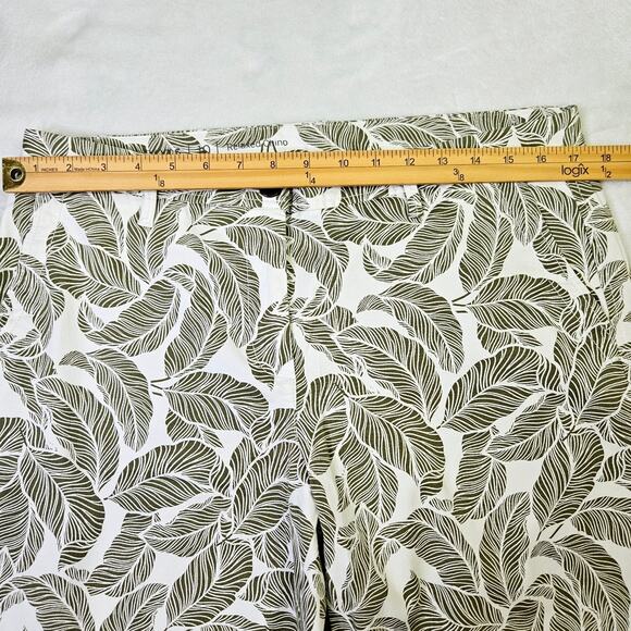 Talbots Relaxed Chino Pants Womens Size 10 White Green Leaf Feather Print Spring - Picture 11 of 13